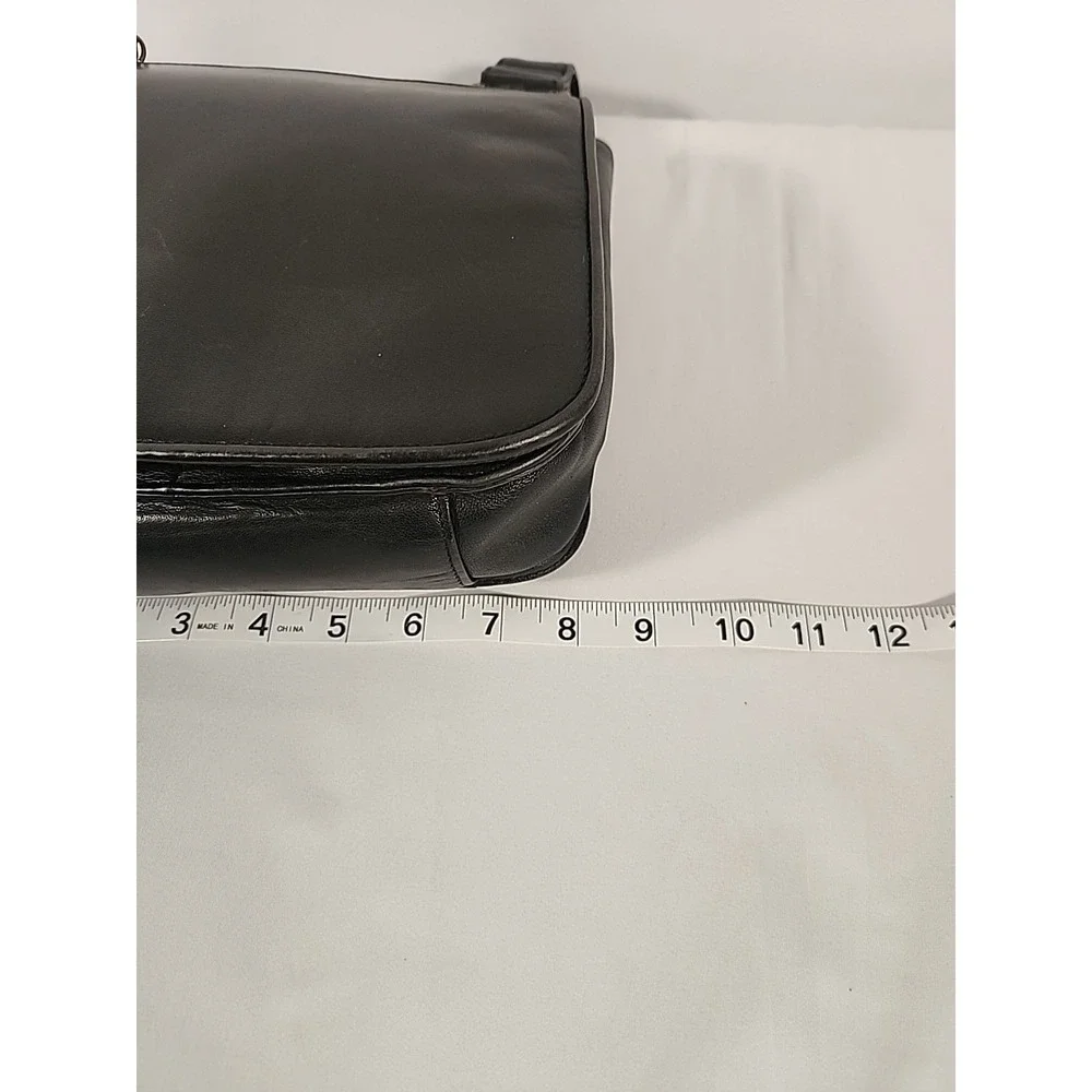 Fossil Black Leather Crossbody Bag Messenger Multi Pocket Purse Travel Organizer
